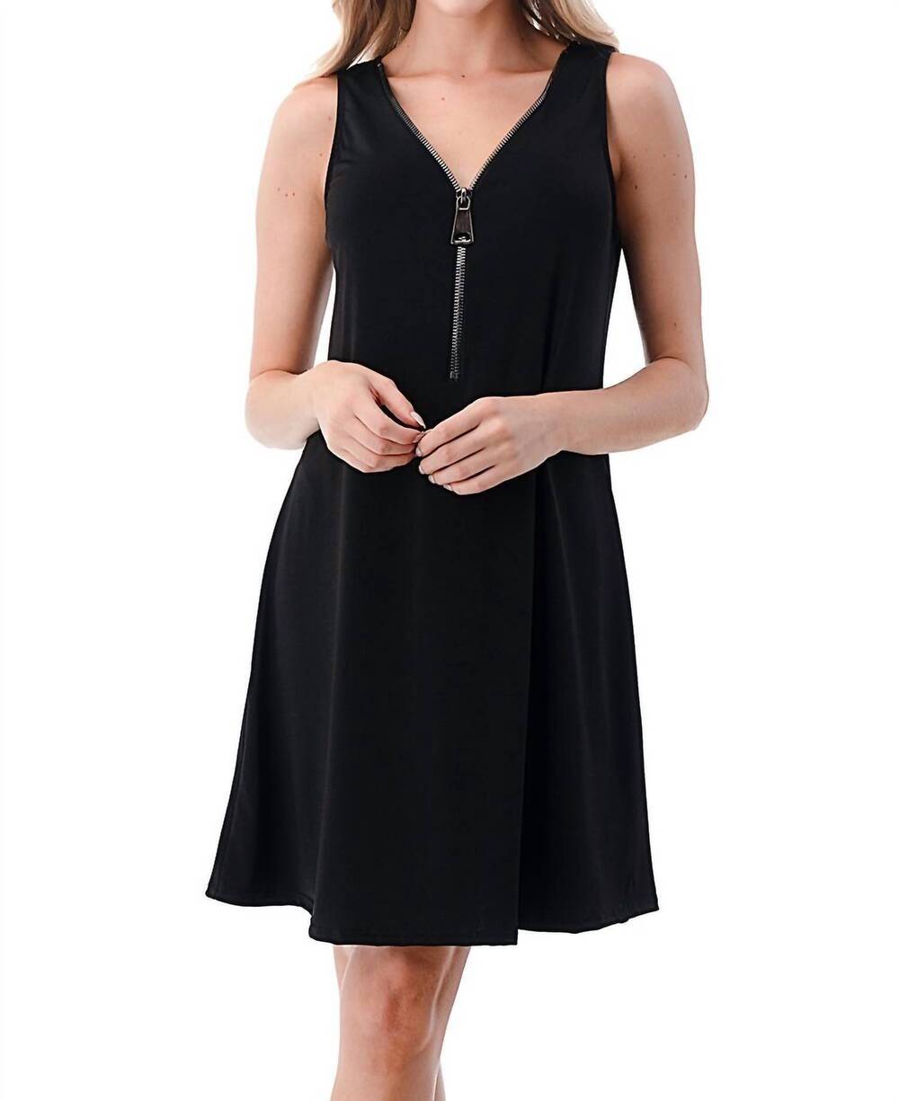 NEW ARIELLA big zipper mini dress in black